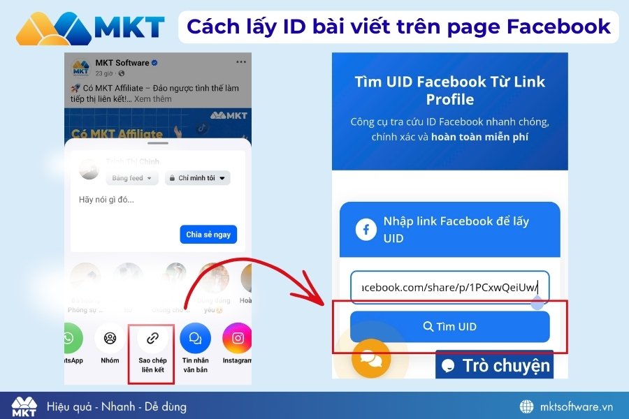 . Cách lấy ID bài viết trên Page Facebook trên điện thoại