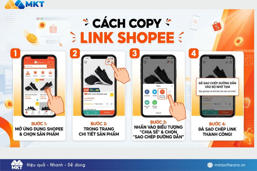 Hình minh hoạ về các bước copy link shopee trên điện thoại nhanh chóng