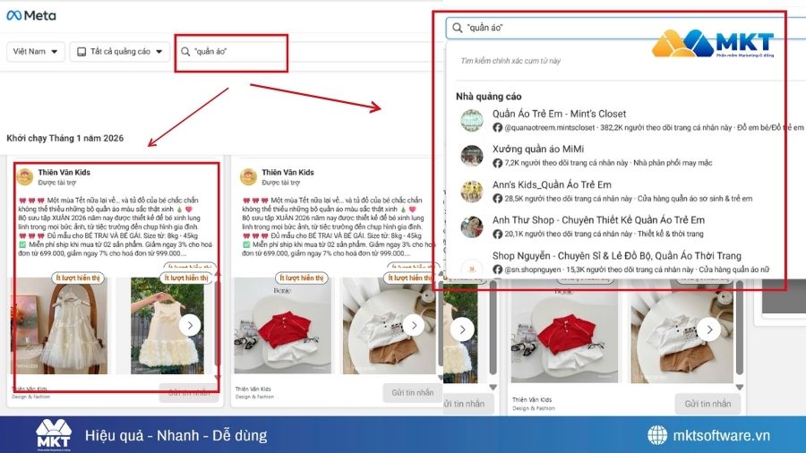 Tìm kiếm từ khóa bán hàng Facebook qua Meta Ads Library