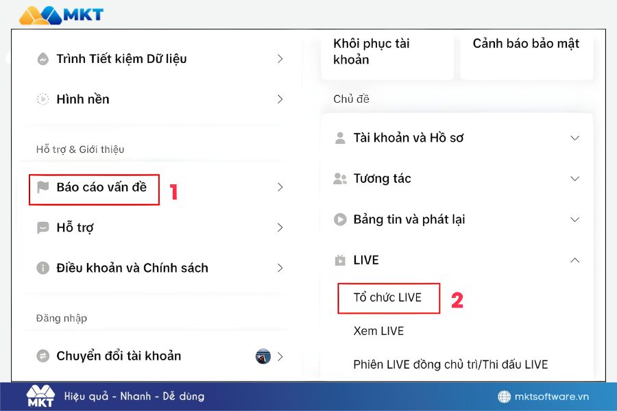 Chọn Tổ chức LIVE