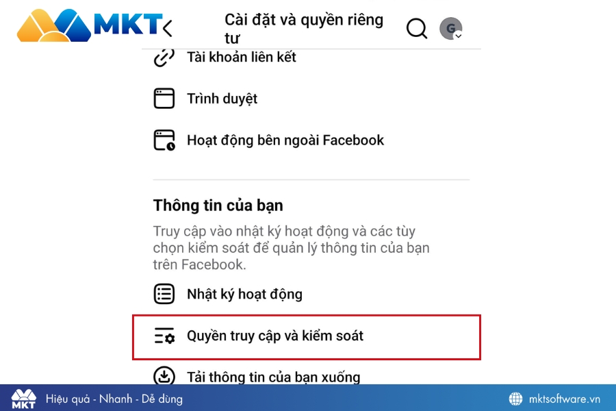 Quyền truy cập và kiểm soát để xóa trang Facebook