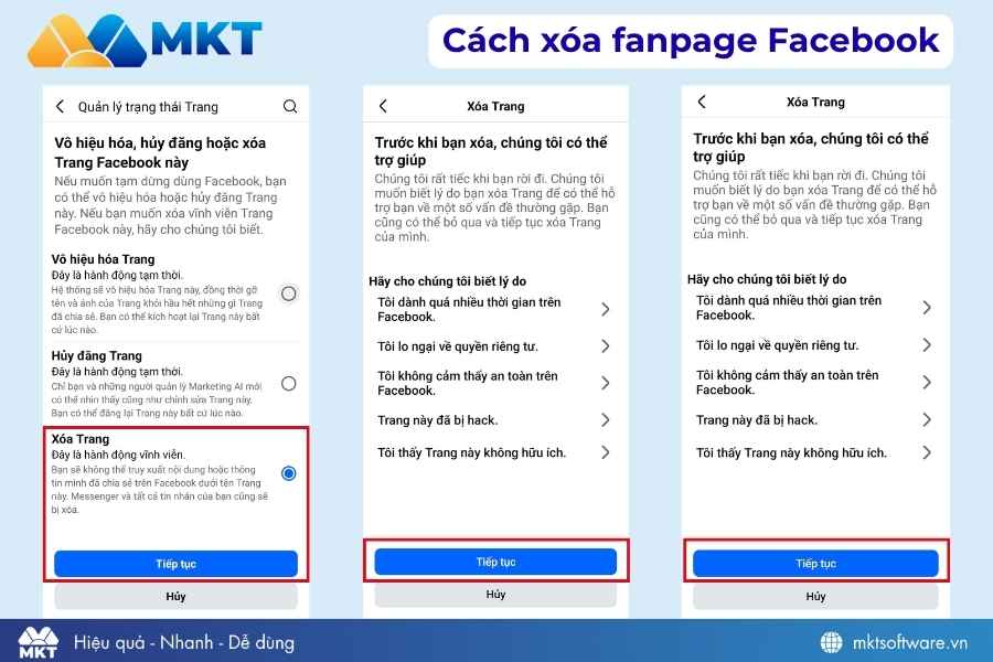Xóa trang fanpage Facebook
