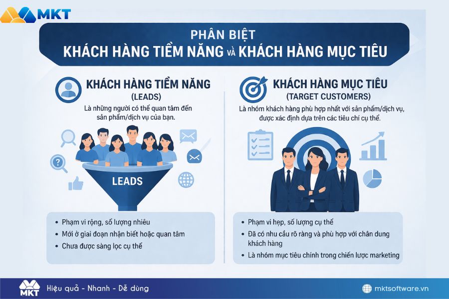 Hình minh hoạ về phân biệt khách hàng tiềm năng và khách hàng mục tiêu