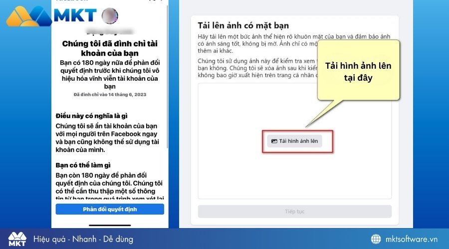 Kháng nghị và tải hình ảnh xác minh lên