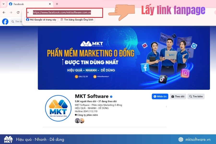 Cách lấy link fanpage Facebook trên máy tính