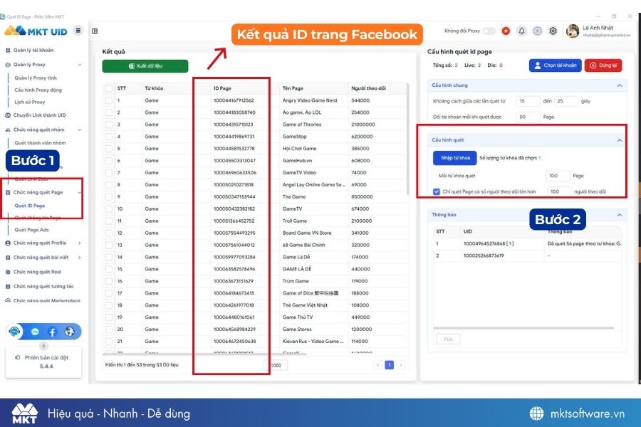 Cách lấy ID trang Facebook hàng loạt bằng MKT UID