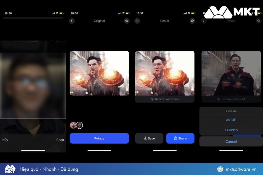 Các thao tác ghép mặt vào video