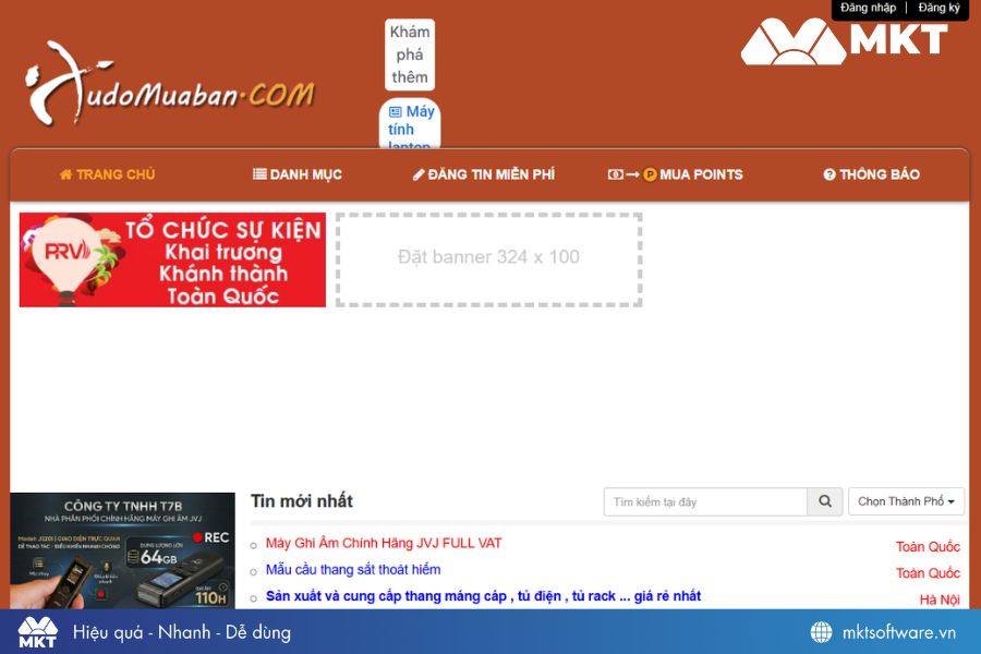 Giao diện forum rao vặt Tudomuaban.com