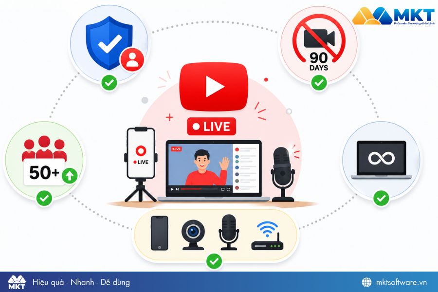 Điều kiện phát live stream trên Youtube