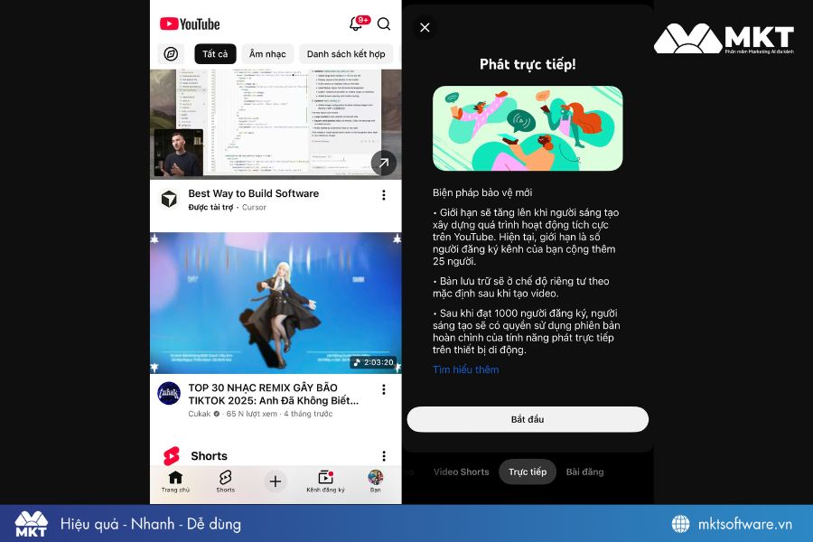 Cách live stream trên YouTube bằng điện thoại