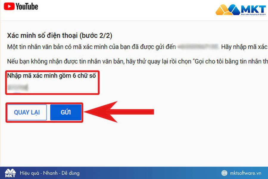 Nhập mã xác nhận và nhấn Gửi