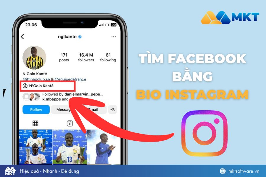 Link Facebook được chèn trên bio Instagram