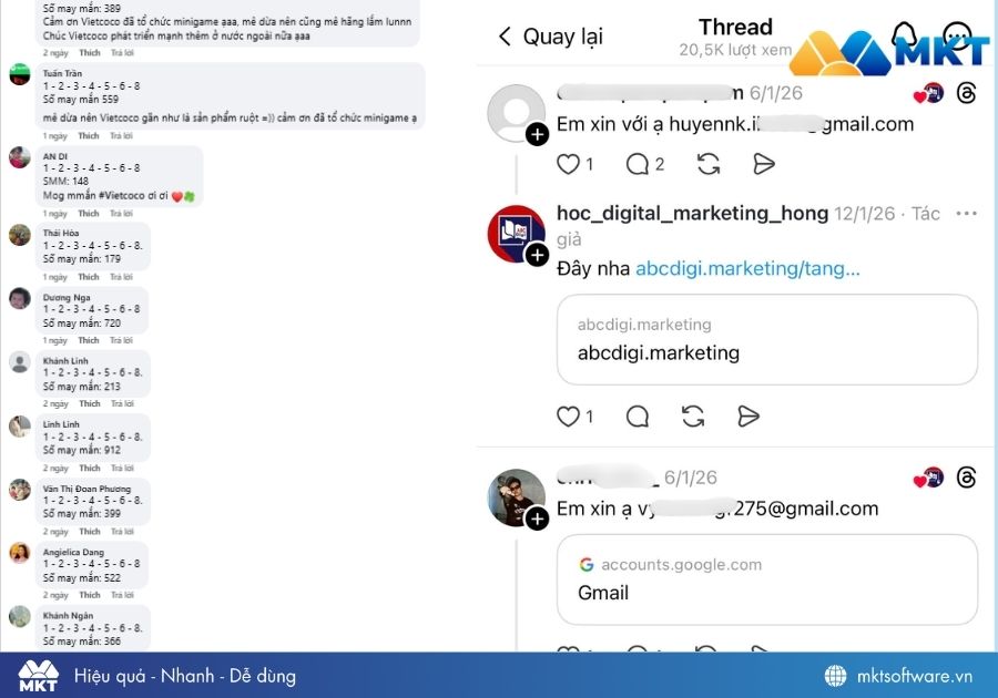 Khách hàng tiềm năng để lại comment quan tâm