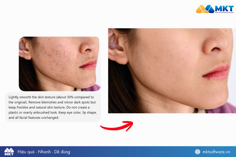 Câu lệnh ChatGPT chỉnh ảnh làm mịn da mặt 