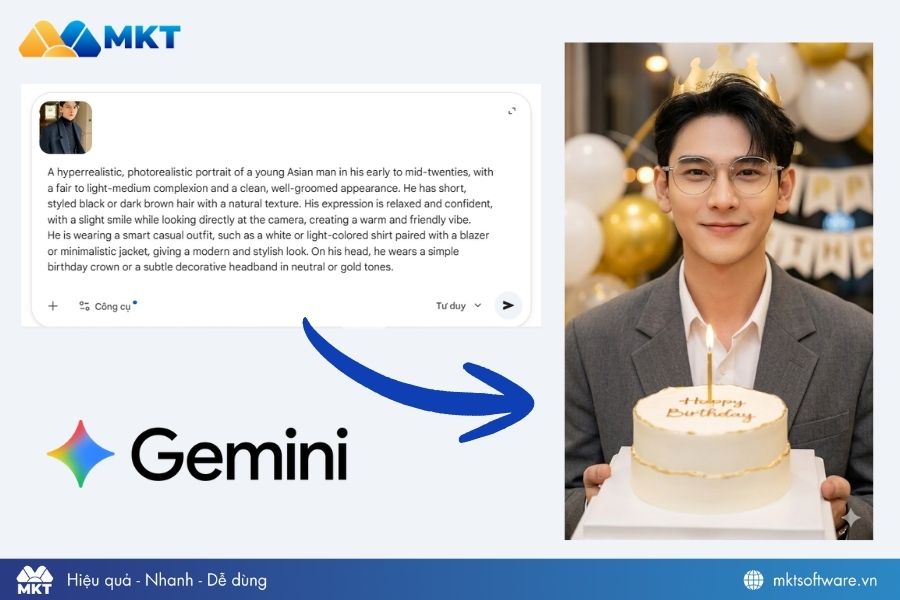Câu lệnh Gemini tạo ảnh sinh nhật cho nam Câu lệnh Gemini tạo ảnh sinh nhật cho nam