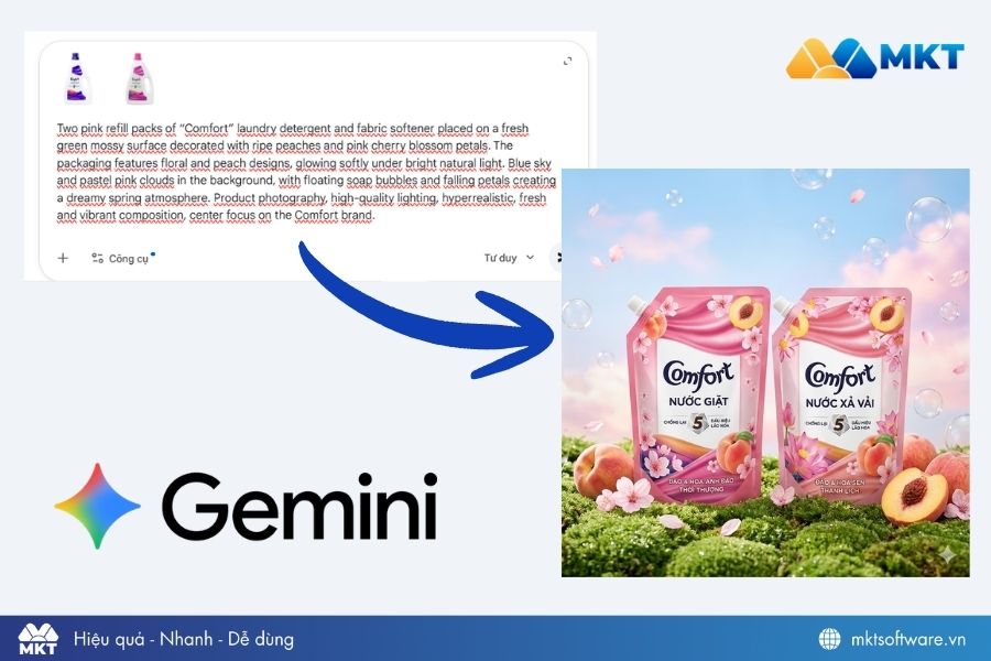 Câu lệnh tạo ảnh trên Gemini quảng cáo nước gặt Câu lệnh tạo ảnh trên Gemini quảng cáo nước giặt
