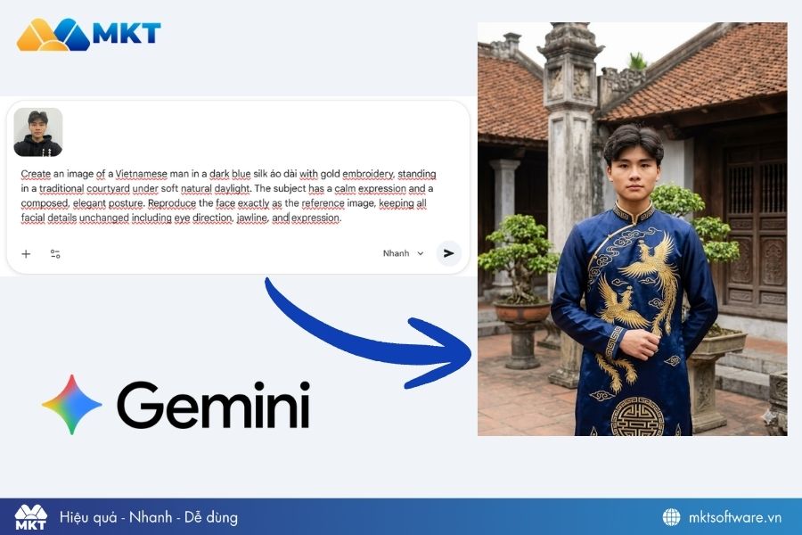 Tạo ảnh mặc áo dài trên Gemini cho nam Tạo ảnh mặc áo dài trên Gemini cho nam