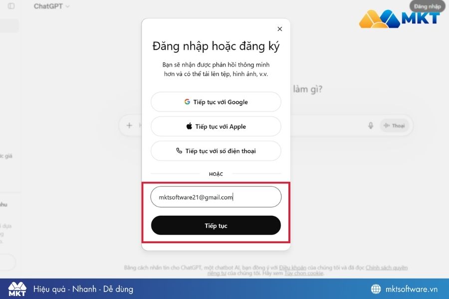 Nhập địa chỉ email 