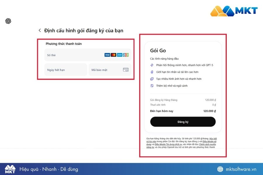 Điều thông tin thanh toán và nhấn Gửi
