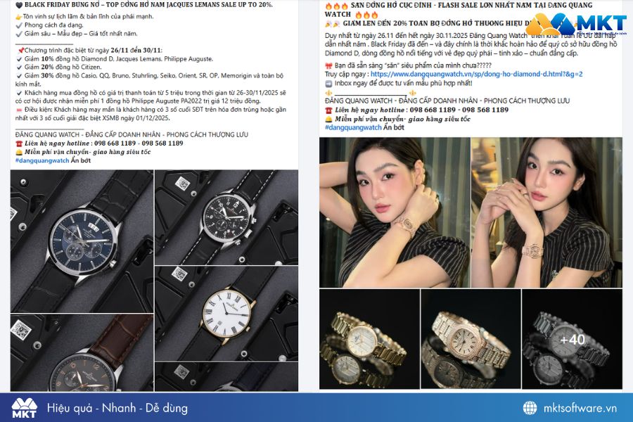 Mẫu content bán đồng hồ sale ngày Black Friday/dịp lễ