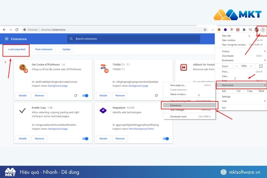 Mở tiện ích và sao chép mã cookie