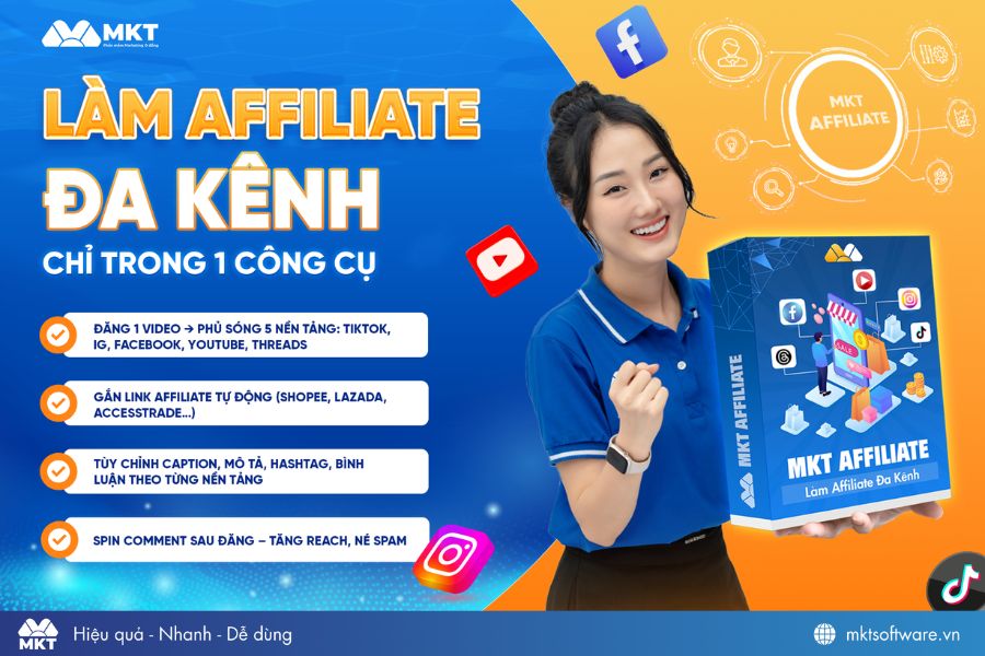 Tool affiliate và đăng Facebook reels tự động - MKT Affiliate Tool affiliate và đăng Facebook reels tự động - MKT Affiliate