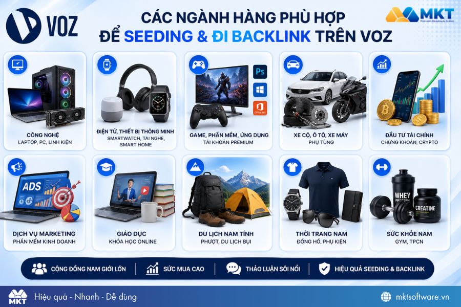 Các ngành hàng phù hợp để đi seeding forum trên VOZ
