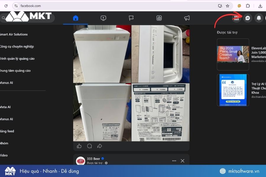 Bấm vào biểu tượng Hộp thư