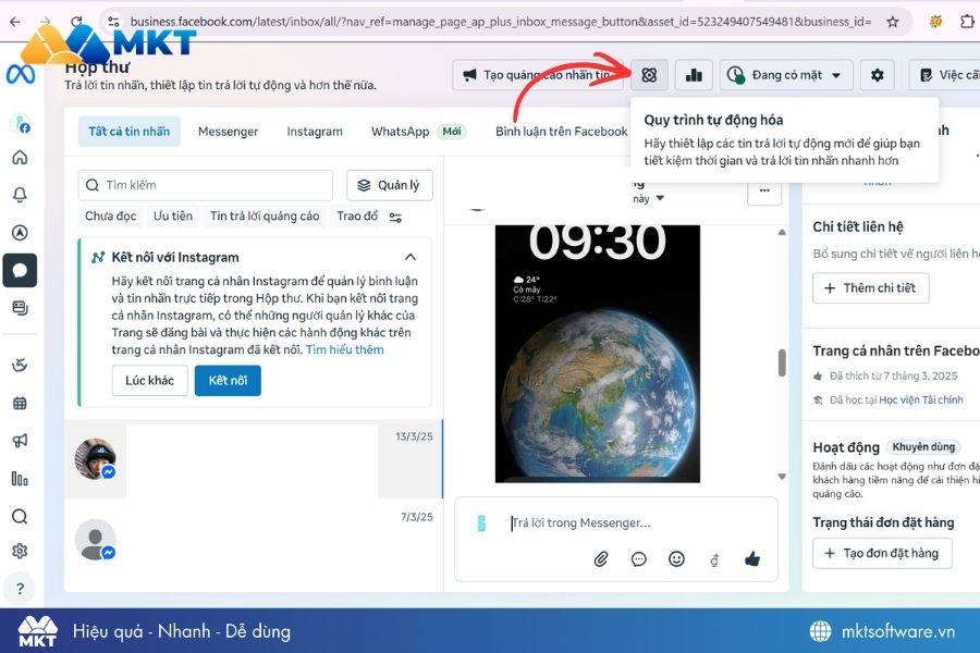 Click biểu tượng Quy trình tự động hóa 
