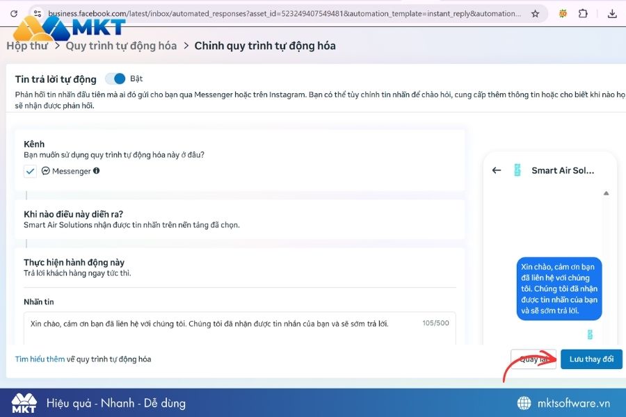 Điền thông tin và nhấn Lưu thay đổi
