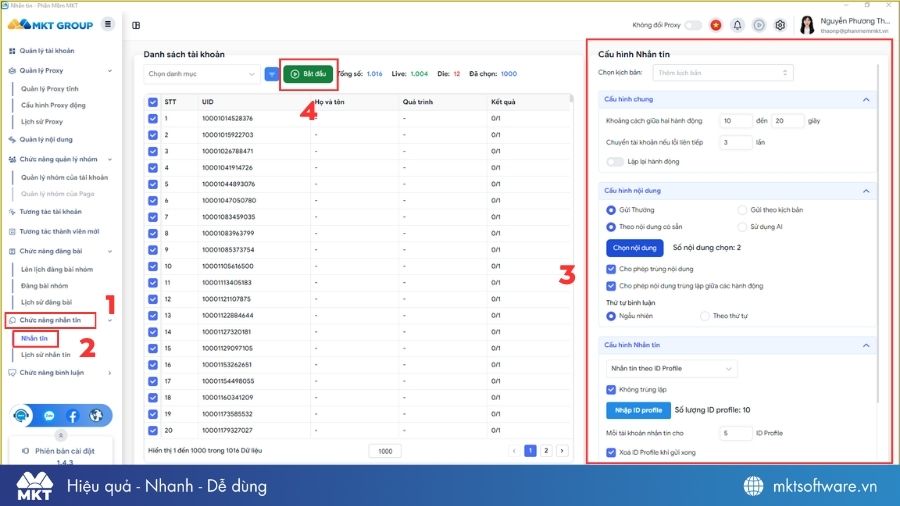 Hướng dẫn gửi tin nhắn tự động Facebook bằng MKT Group