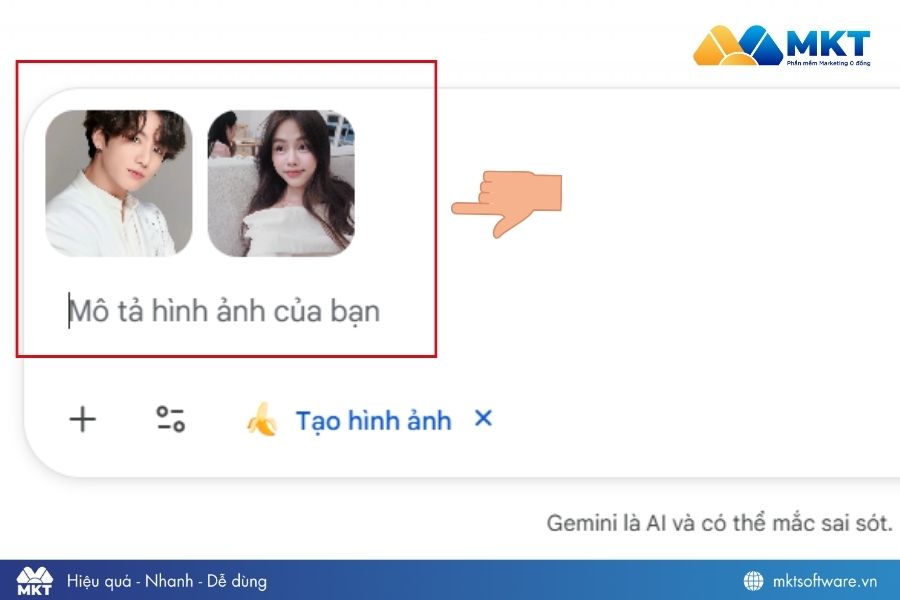 Tải ảnh muốn ghép lên Gemini AI