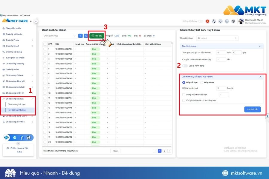 Cách hủy kết bạn Facebook số lượng lớn bằng MKT Care