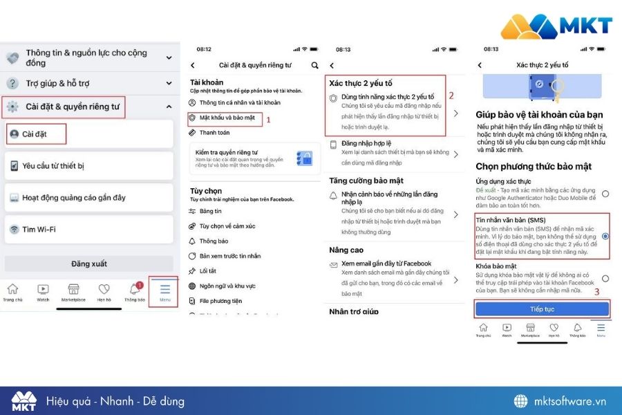 Lấy mã 2FA bằng SMS