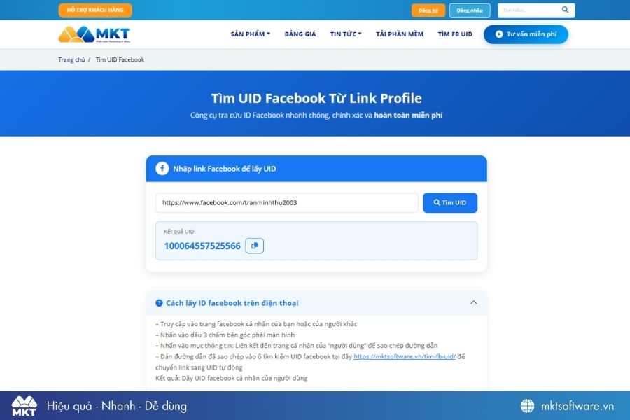 Lấy UID Facebook trên website Lấy UID Facebook trên website