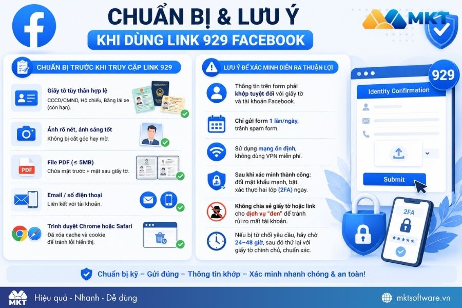 Lưu ý khi xác minh danh tính bằng link 929 Fb