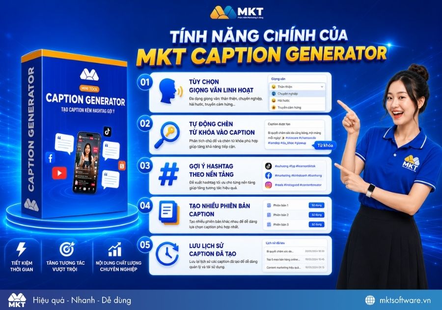 Các tính năng nổi bật của MKT Caption Generator 