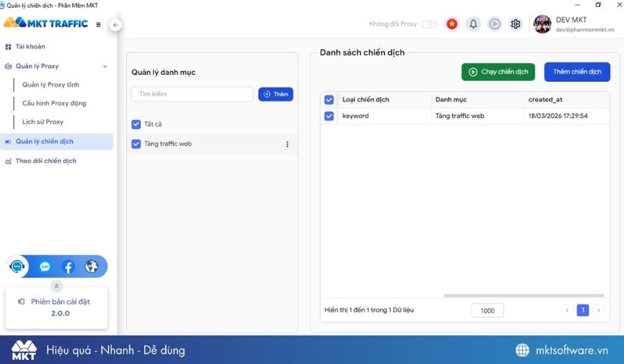MKT Traffic quản lý chiến dịch tăng traffic và cải thiện thứ hạng Google