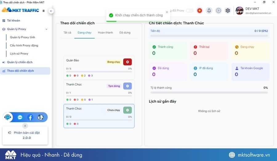 Dashboard giúp người dùng theo dõi hiệu quả chiến dịch