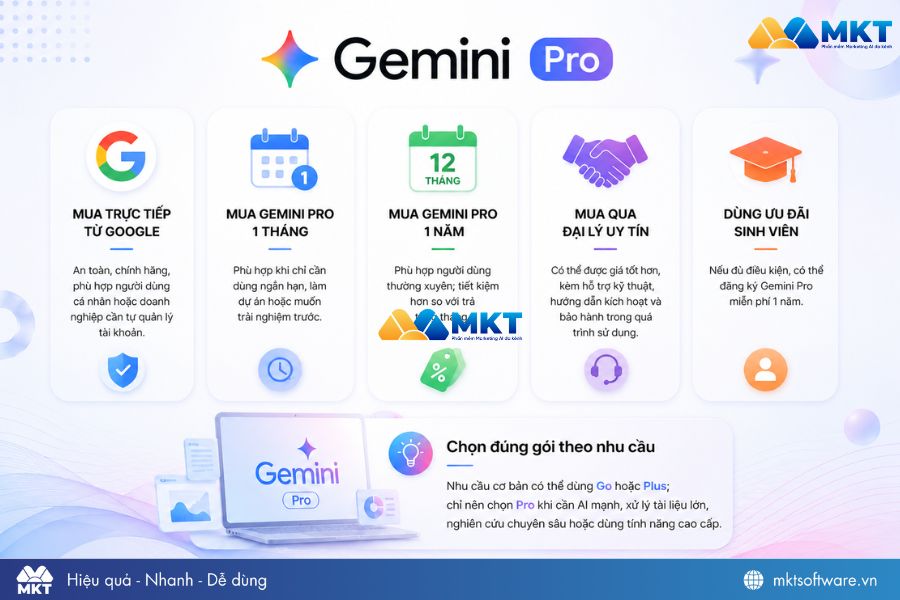 Gợi ý một số cách mua Gemini Pro