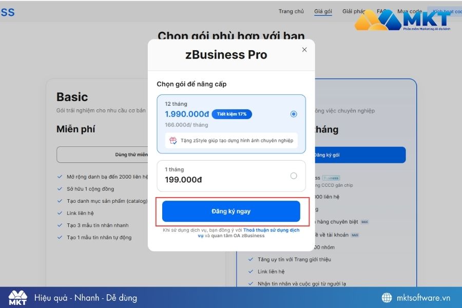 Chọn loại gói pù hợp