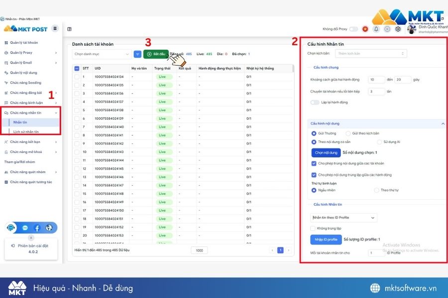Các bước gửi inbox tự động bằng MKT Post