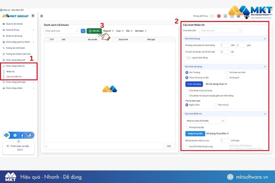 Cách gửi inbox bằng MKT Group