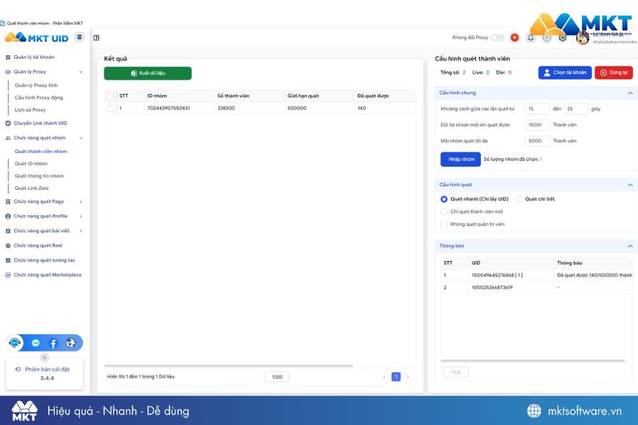 Giao diện phần mềm tổng hợp thông tin thành viên group Facebook MKT UID Giao diện phần mềm tổng hợp thông tin thành viên group Facebook MKT UID
