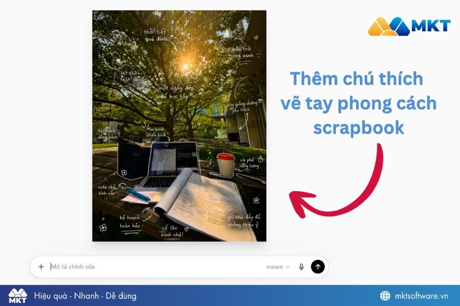 Prompt thêm chú thích vẽ tay phong cách scrapbook