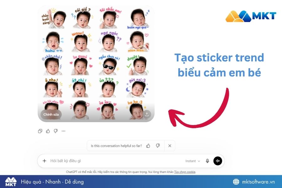 Prompt ChatGPT tạo sticker trend biểu cảm em bé