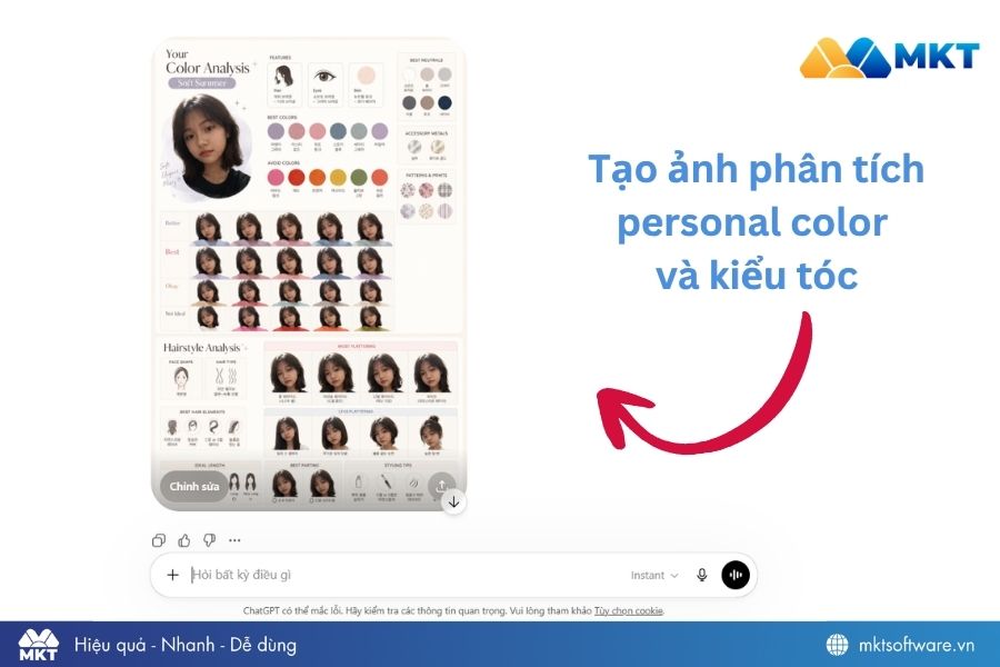 Prompt tạo ảnh phân tích personal color và kiểu tóc