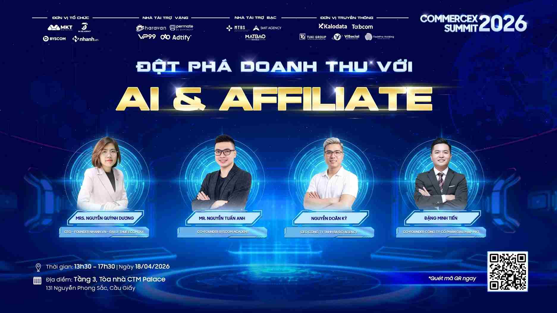 COMMERCE X SUMMIT 2026 quy tụ những diễn giả hàng đầu trong lĩnh vực AI & Affiliate