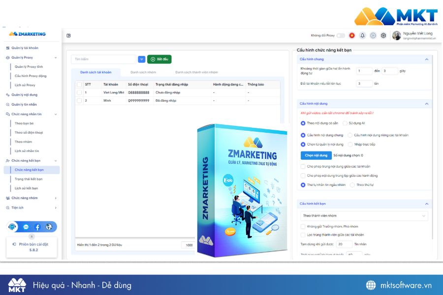 Giao diện phần mềm ZMarketing bản tải về (PC) 