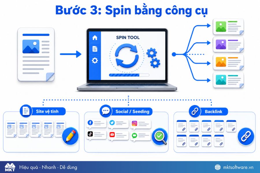 Bước 3: Tiến hành spin bằng công cụ Bước 3: Tiến hành spin bằng công cụ